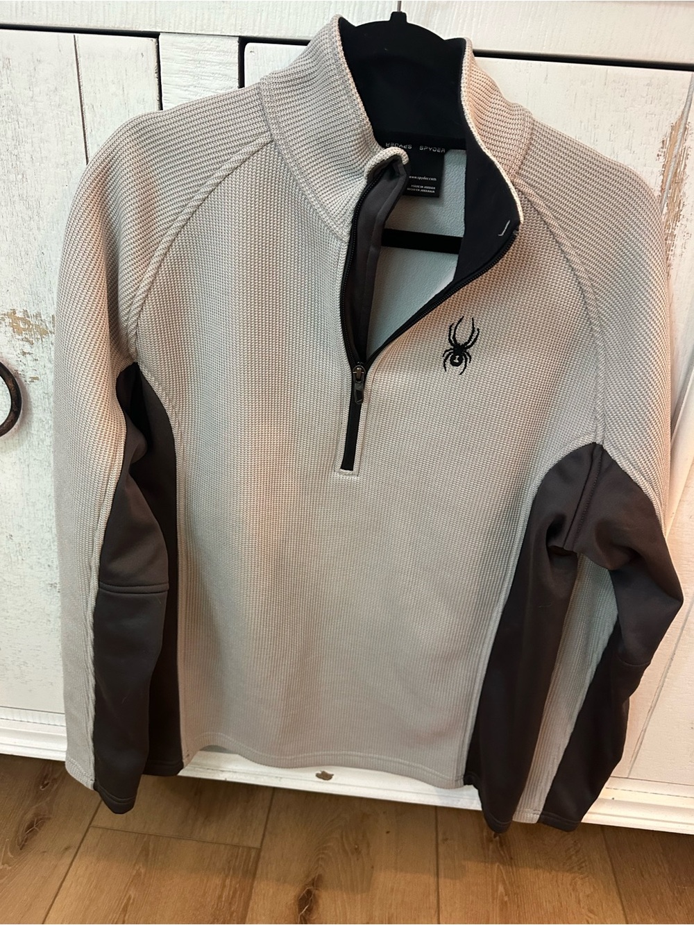 Spyder Men’s Quarter-Zip Sweater in Light Gray and Charcoal